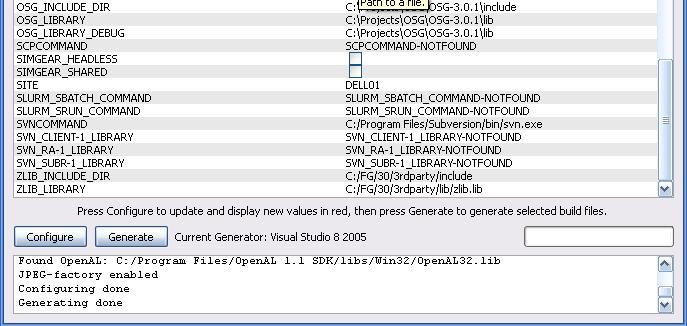 view of CMake on simgear d